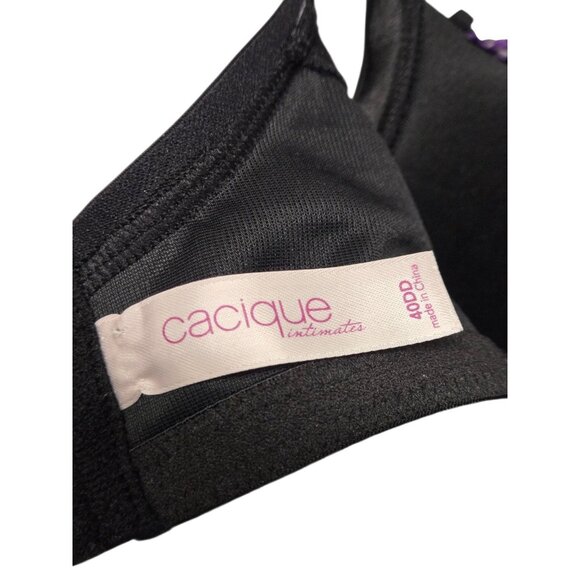 Cacique Underwire Bra Womens Size 40DD Blue Animal Print Lace Trim Light Padding - Picture 7 of 8